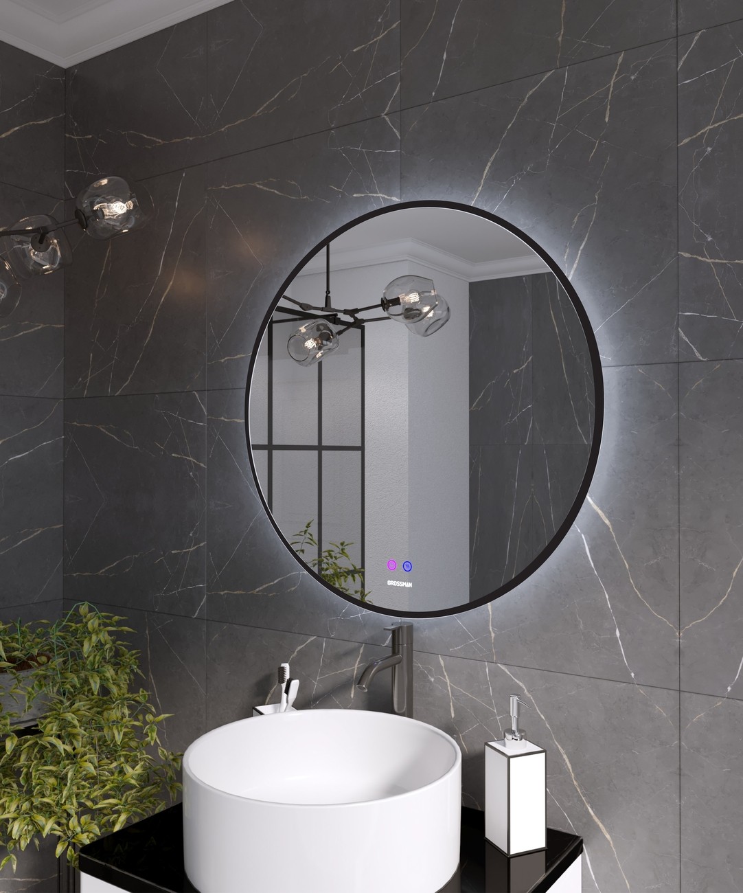 Зеркало COSMO-норма BLACK (800*800*45) LED с сенсорным выключателем и подогревом 