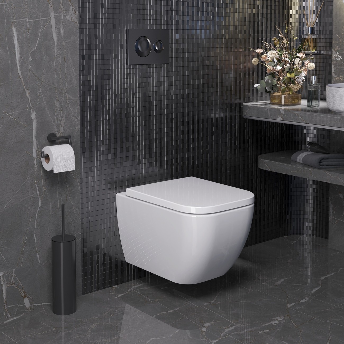 Унитаз Forsa 243K19002RS (510*360*350) подвесной БЕЗОБОДКОВЫЙ, 2 места 
