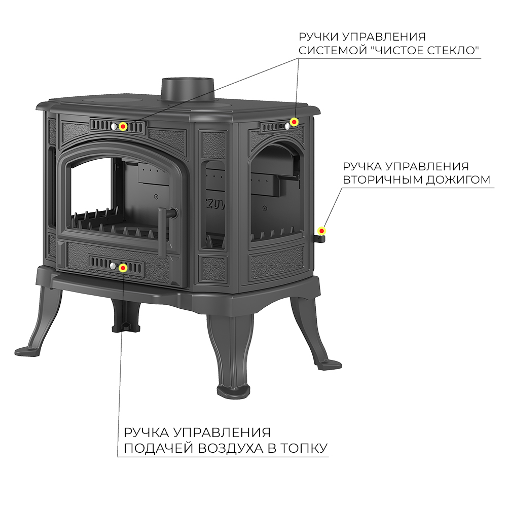 Печь-камин Везувий KZ-14РS "Антрацит" 