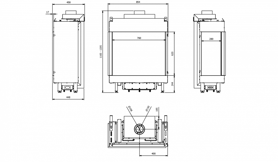 Топка газовая Kratki PRO LEO/L/76/62/G20, магистральный газ 