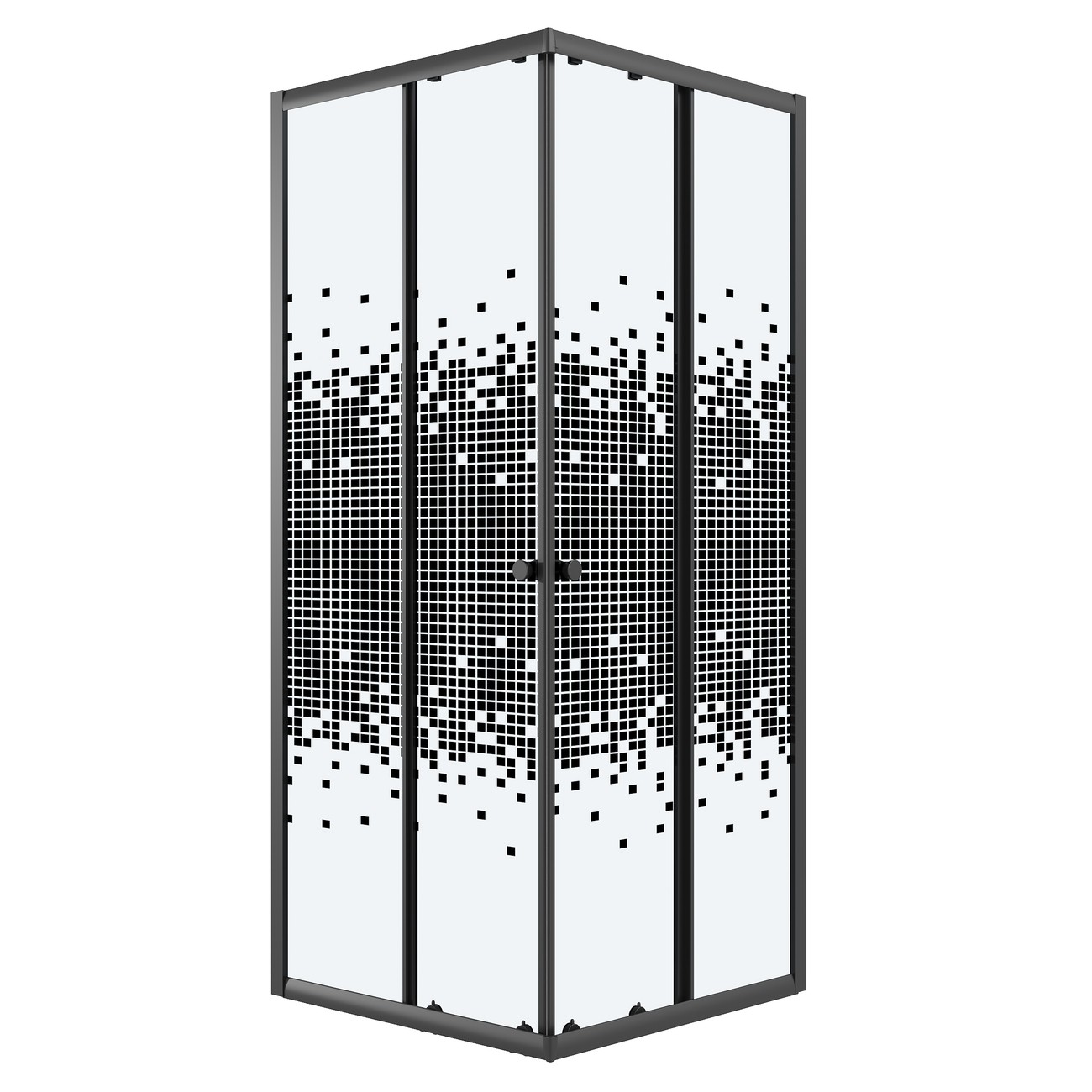 Душевое ограждение Niagara Eco NG-1008-14QBLACK (80х80х190) квадрат,раздвижное,черный,стекло мозаика,1 место 