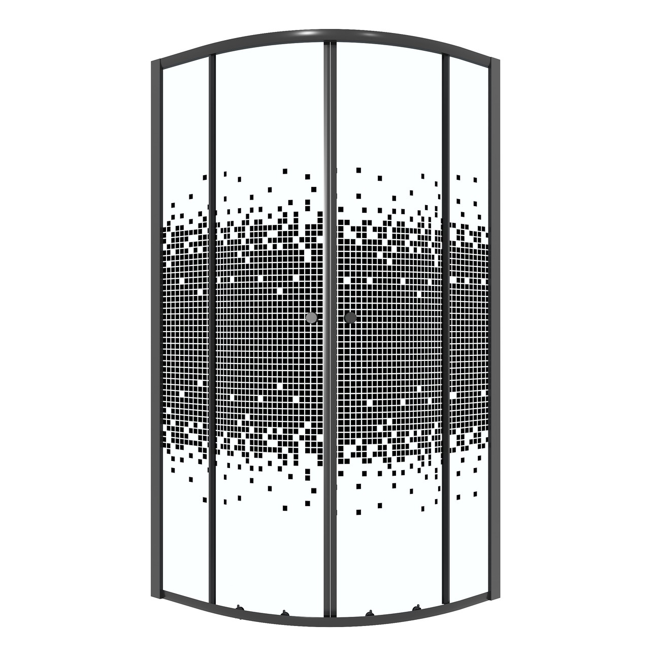 Душевое ограждение Niagara Eco NG-1007-14BLACK (90х90х190) четверть круга,раздвижное,черный,стекло мозаика,1 место 