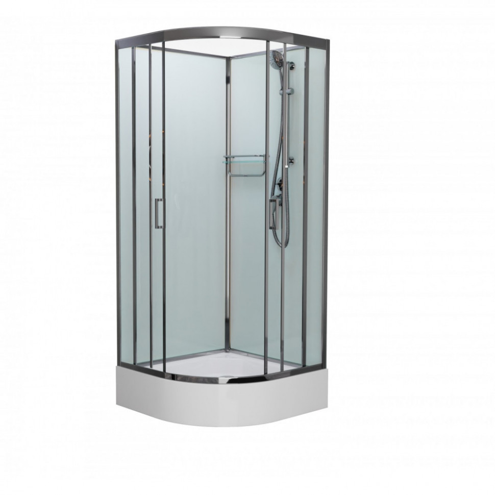 Душевая кабина Frank F400/1 М Brilliant без крыши, 100 х 100 см, средний поддон, стекла матовые, профиль хром, 20097 