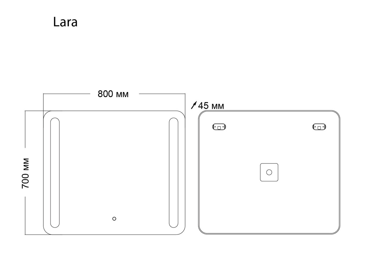Зеркало LARA (800*700*45) LED с сенсорным выключателем и гравировкой 