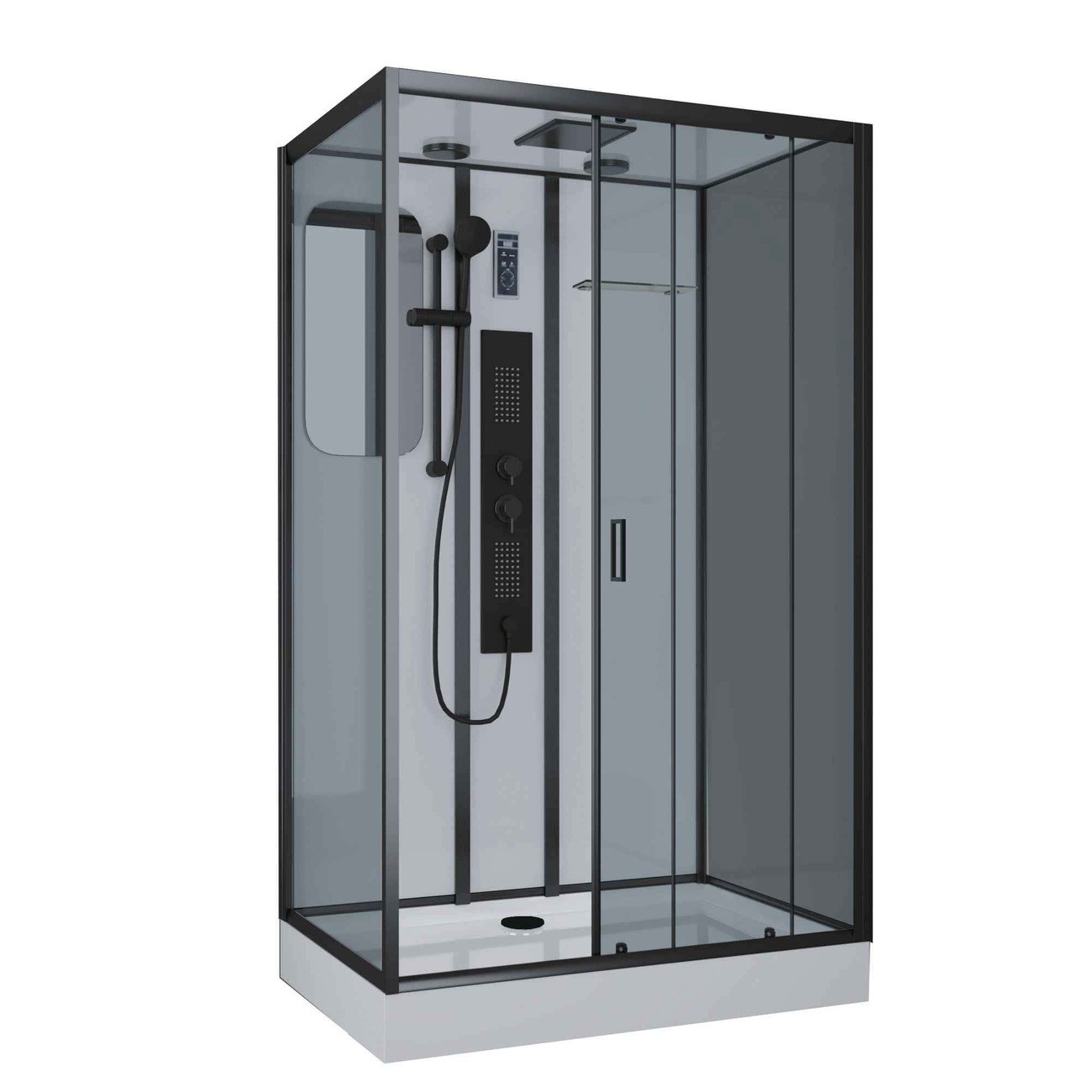 Душевая кабина Niagara Premium NG-6912-01GQR BLACK (120х80х210) низкий поддон(16 см),черный,стекло тонированное,5 мест 