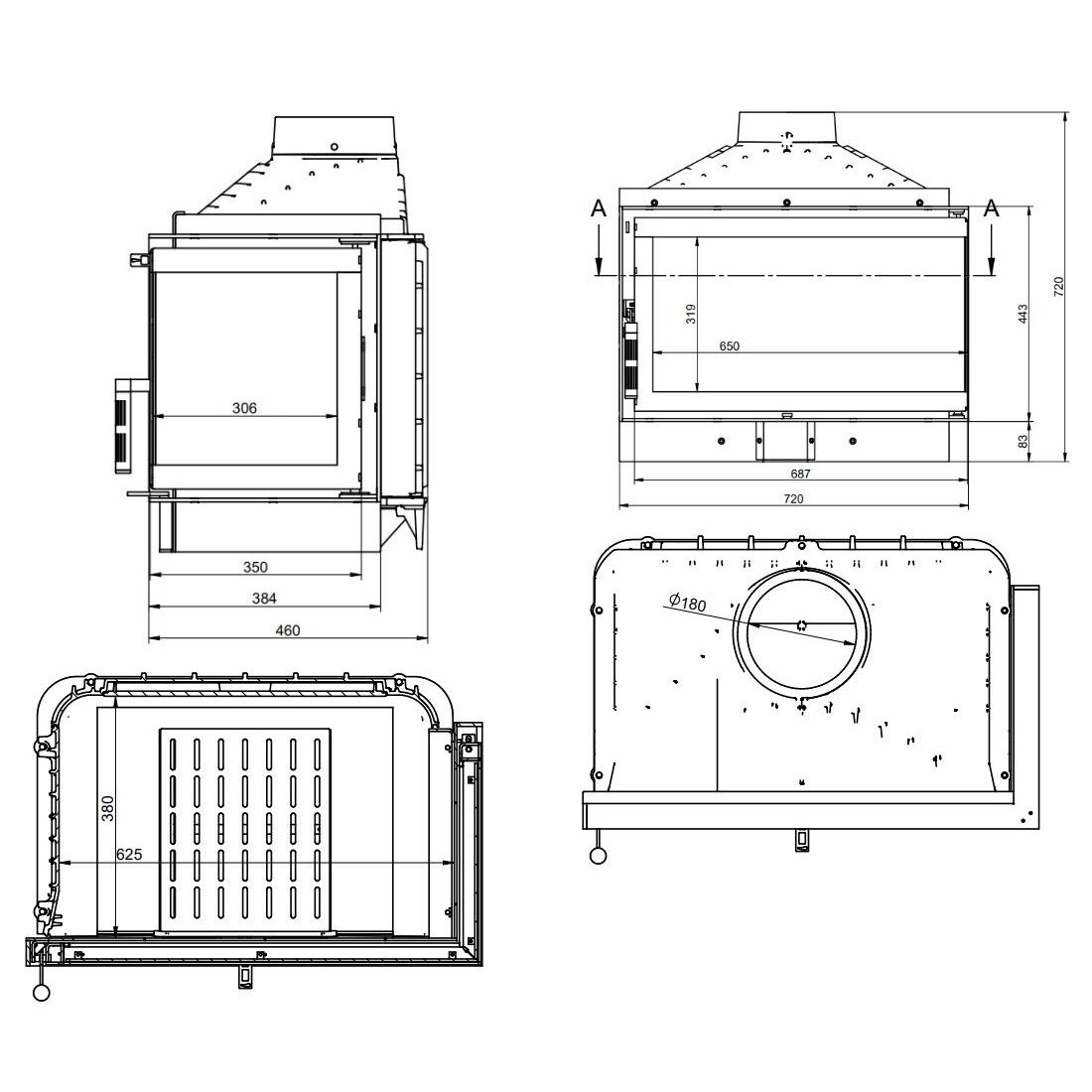 Каминная топка KFD ECO iMax 7 L standard D 