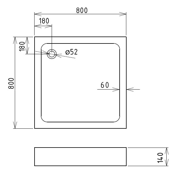 Душевой поддон Gemy ST15A 80 x 80 см, квадратный, белый 