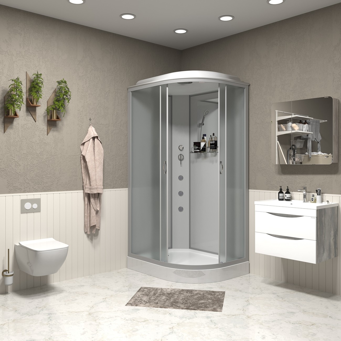 Душевая кабина Niagara Classic NG-3312-14LG (120х80х215) низкий поддон(13см),стекло матовое,3 места 