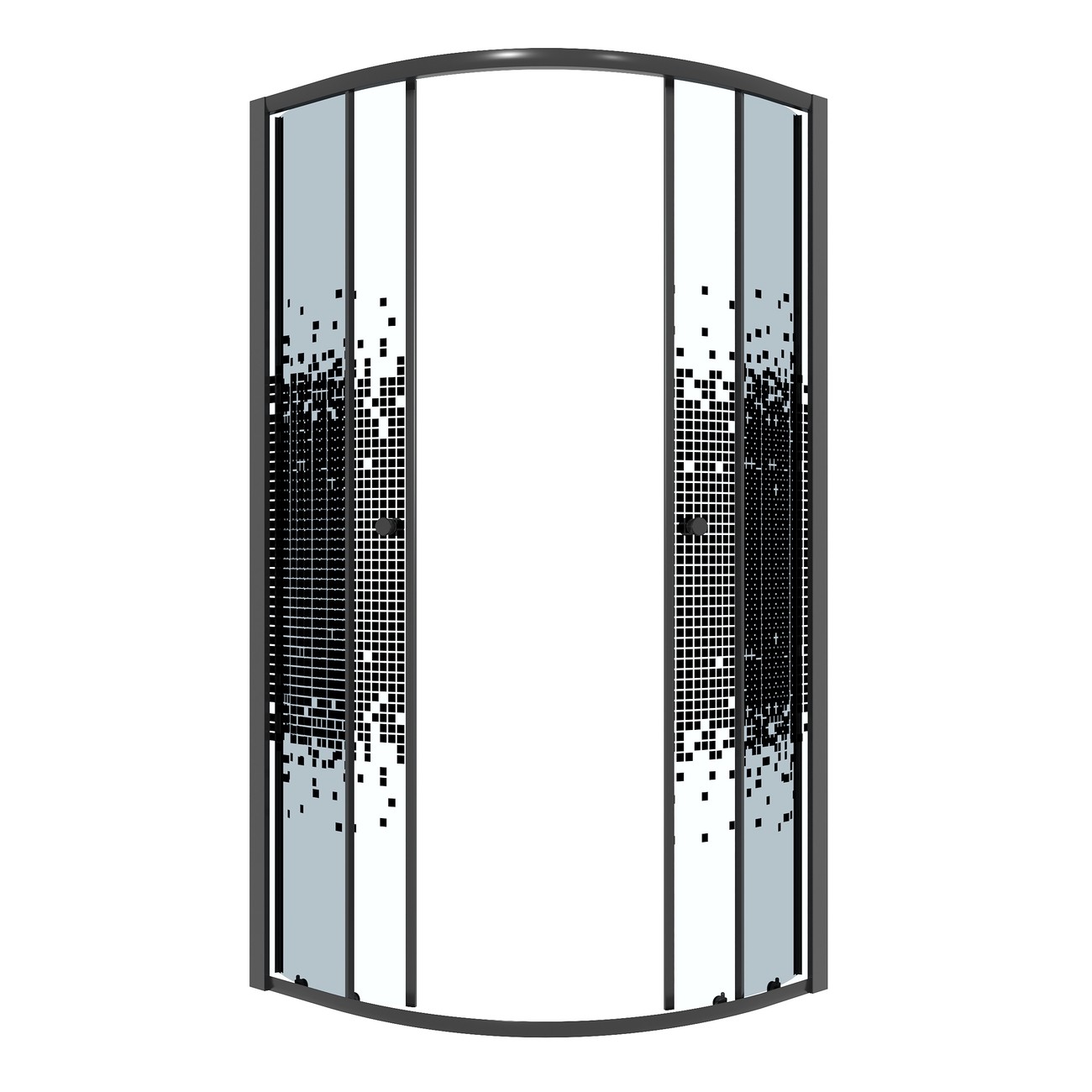Душевое ограждение Niagara Eco NG-1007-14BLACK (90х90х190) четверть круга,раздвижное,черный,стекло мозаика,1 место 