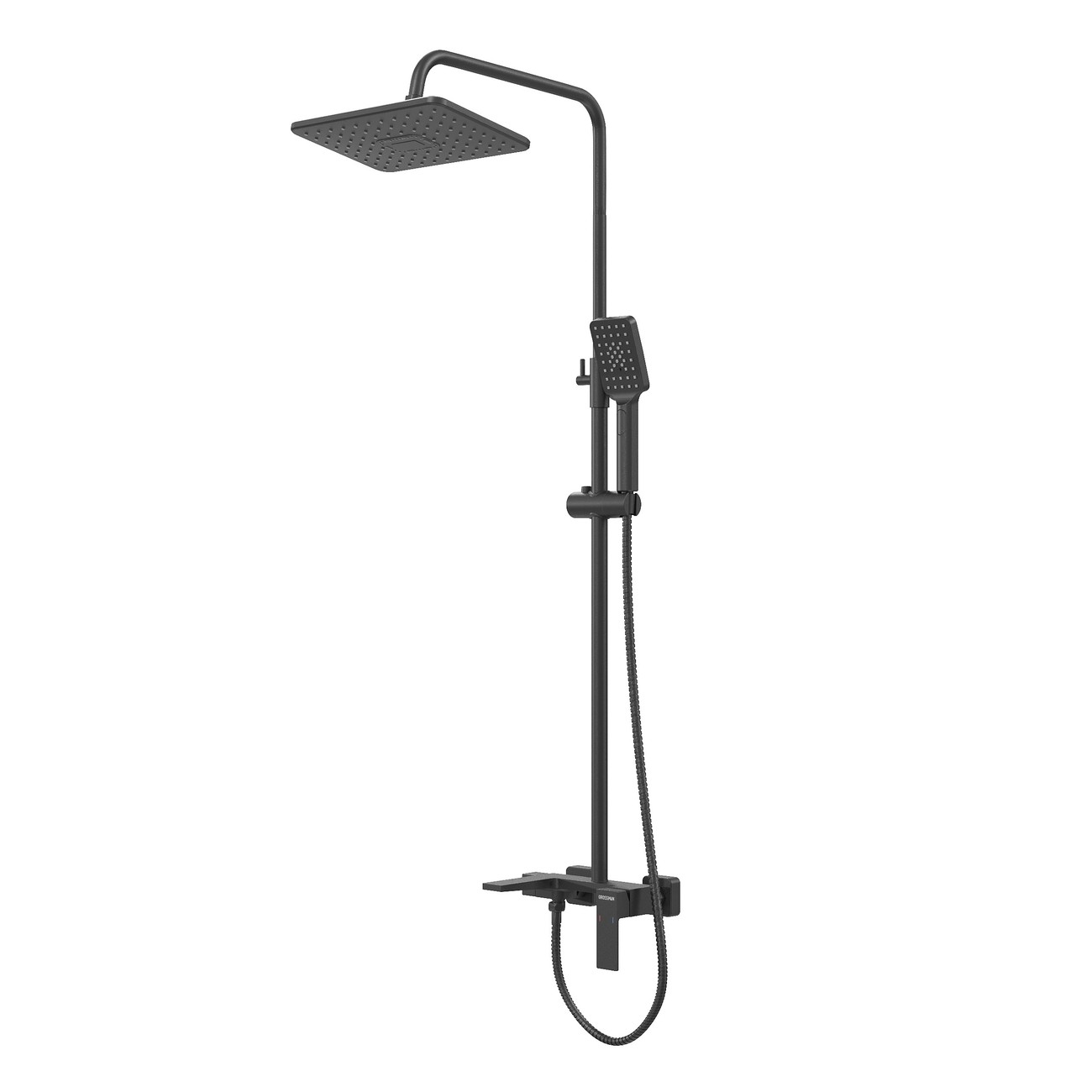 Душевая стойка Grossman Style 500.K35.05.210 с верхним душем,ручной лейкой и смесителем,черный матовый,1 место 