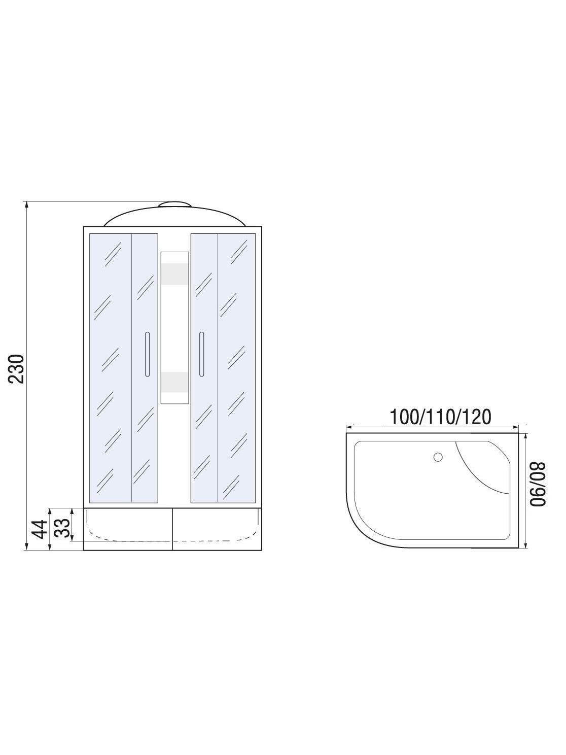 DUNAY XL 110/80/44 MT R Душевая кабина с поддоном 