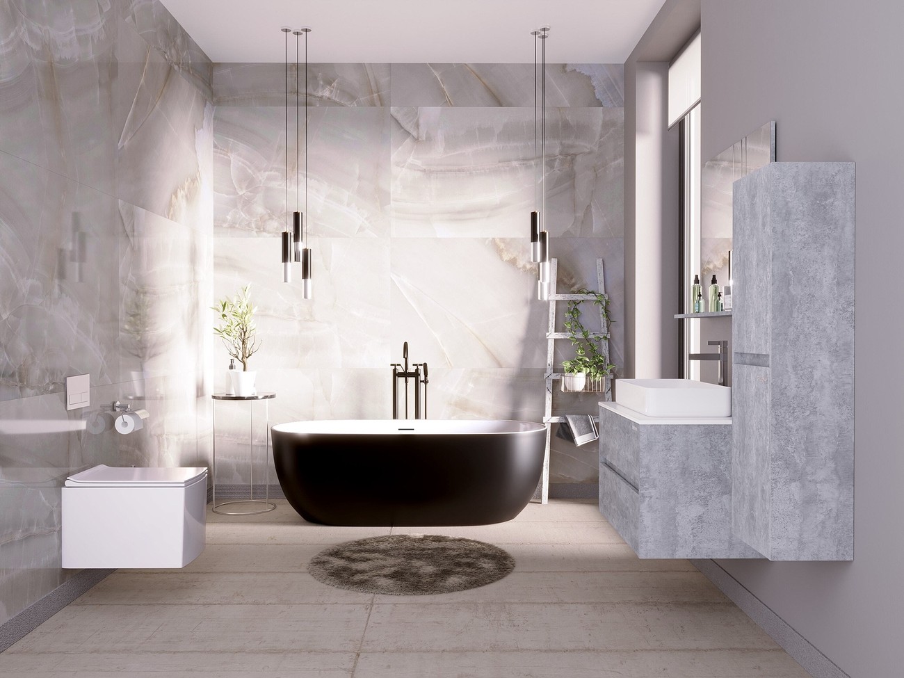 Ванна отдельностоящая Grossman Classic GR-2502MB (160х80х58) цвет черный/белый матовый,1 место 