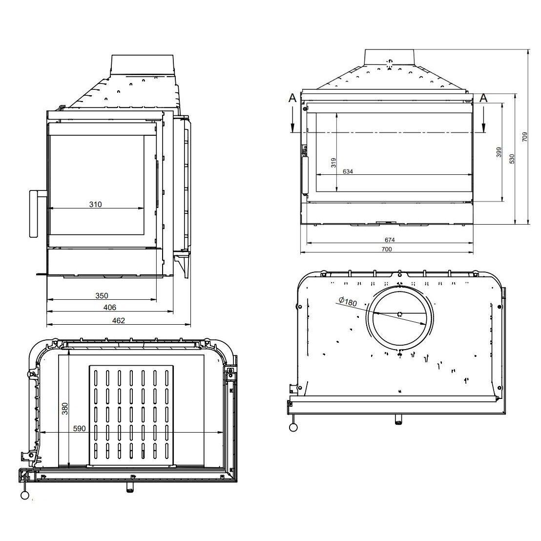 Каминная топка KFD ECO Max 7 R basic D 