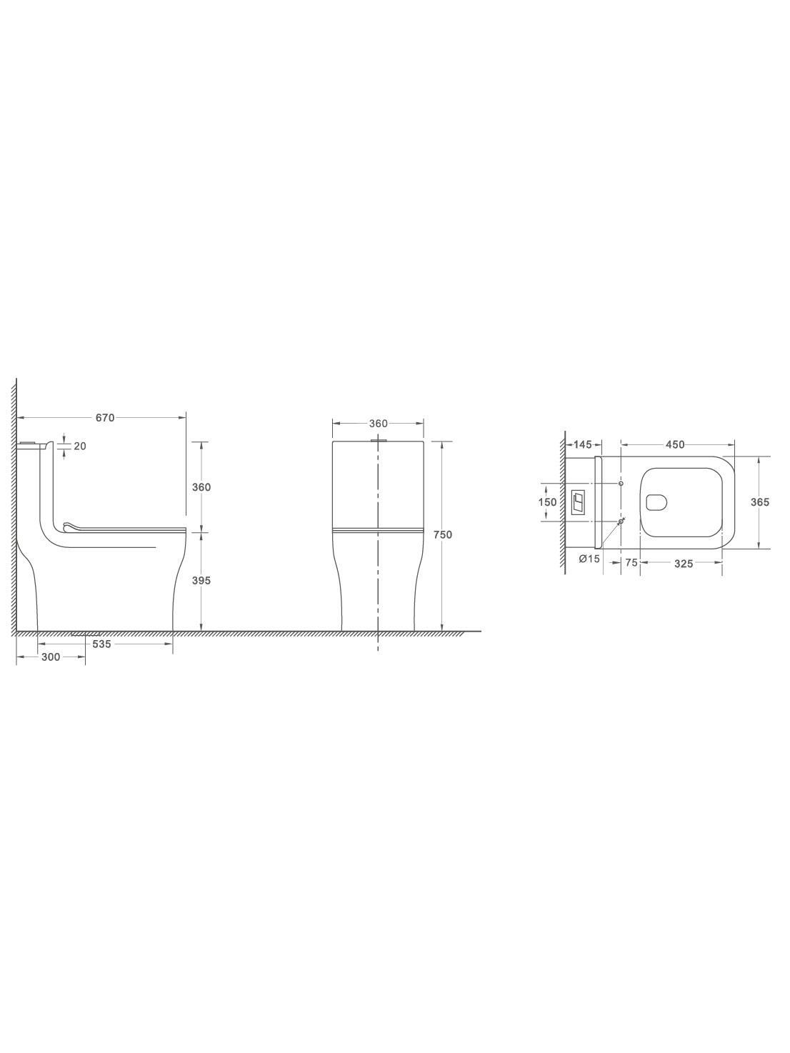 WW GLANBACH 001 GL-WT Унитаз моноблок 