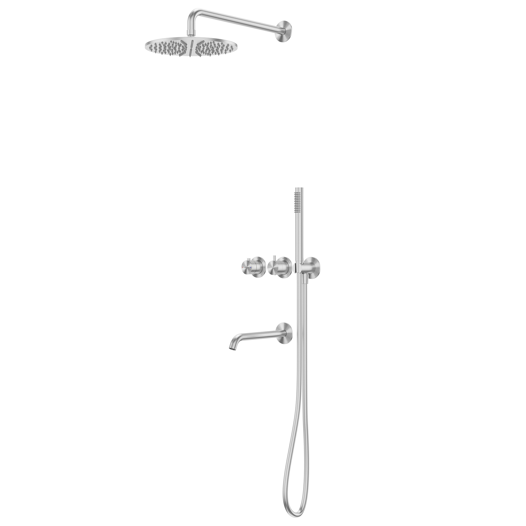 Душевая система Abber Wasser Kreis 316 AF8150BST с изливом, термостат, цвет сталь брашированная 