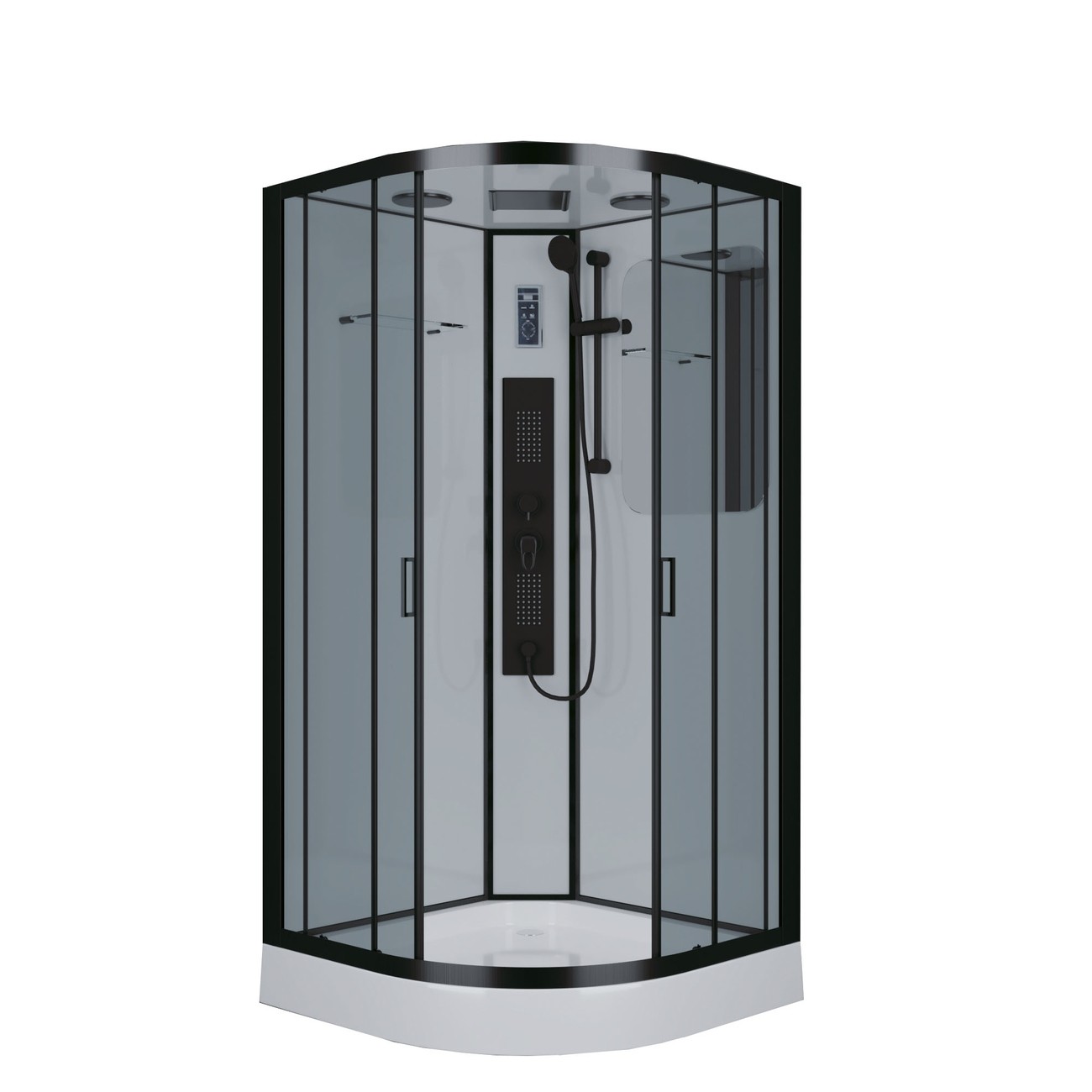 Душевая кабина Niagara Premium NG-6901-01G BLACK (90х90х210) низкий поддон(16 см),черный,стекло тонированное,4 места 