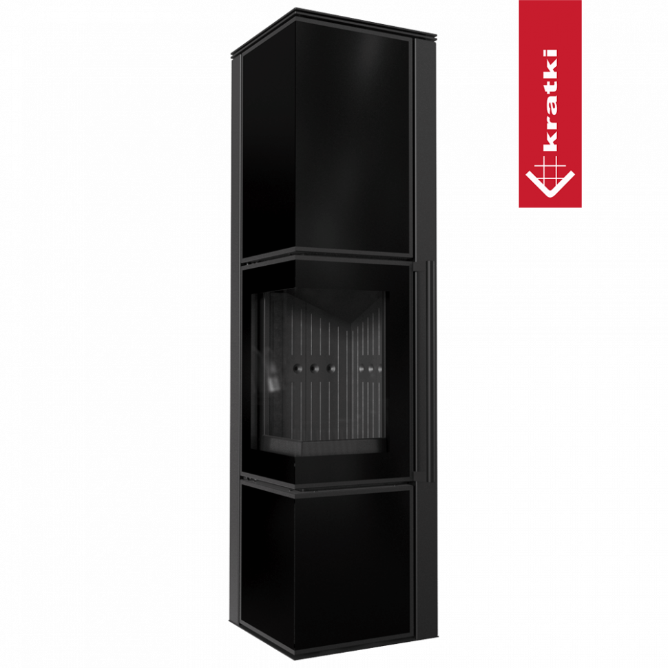 Печь Kratki PRO TORA/L 8 кВт, чёрное стекло 