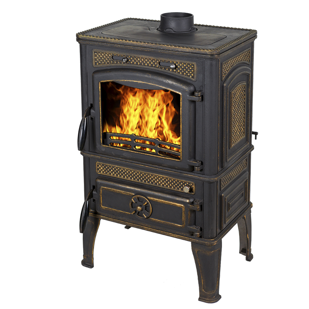 Печь чугунная Fire Way DACHA патина золото 