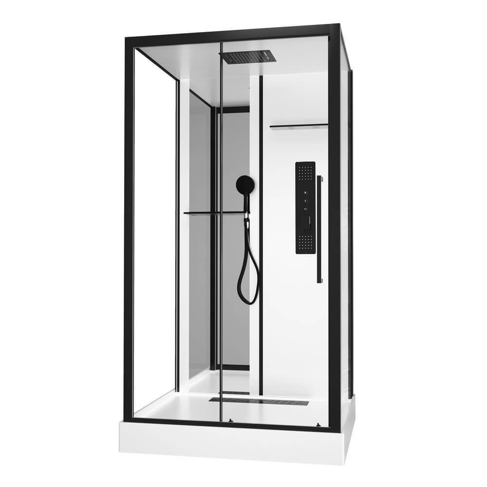 Душевая кабина Black&White Galaxy G8028, 90 x 115 см, гидромассажная, поддон белый, профиль черный матовый 