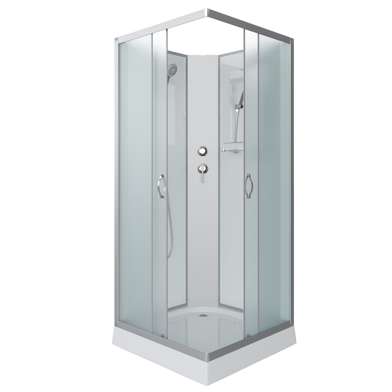 Душевая кабина Niagara Classic NG-1101-14BK (90х90х200) низкий поддон(13см),стекло матовое,3 места с полкой 