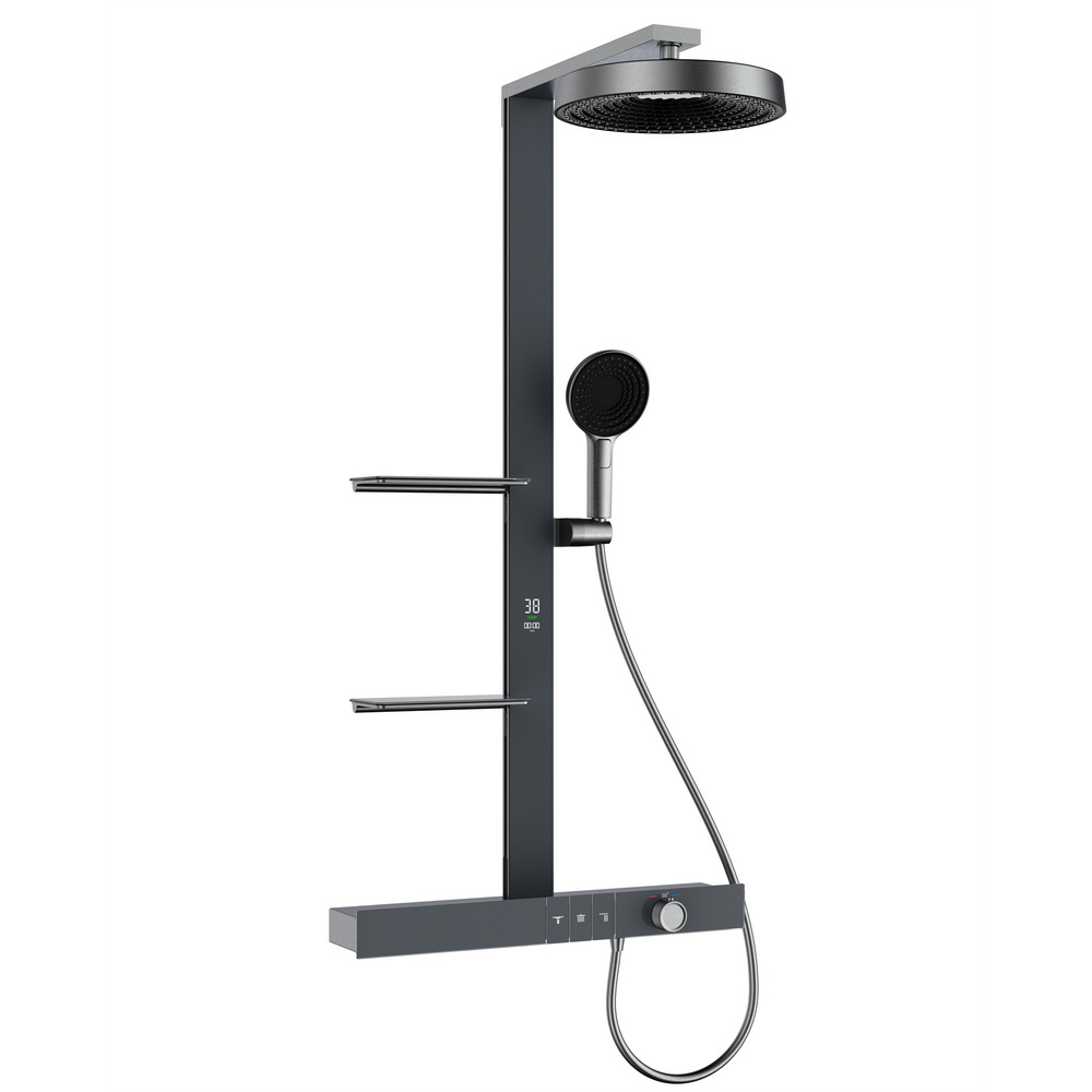 Душевая система Black&White Gravity 9005GM, термостатическая, Gun Metal 