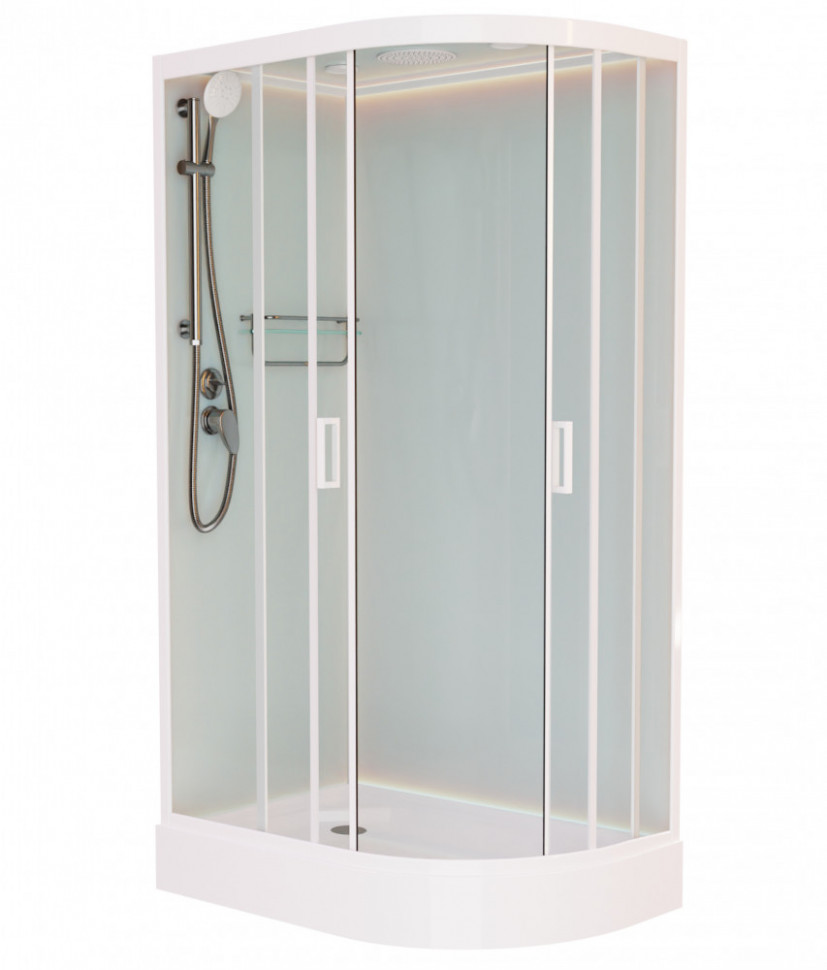 Душевая кабина Frank F412L/R White, 120 х 80 см, низкий поддон, стекла прозрачные, профиль белый, 412412/412214 