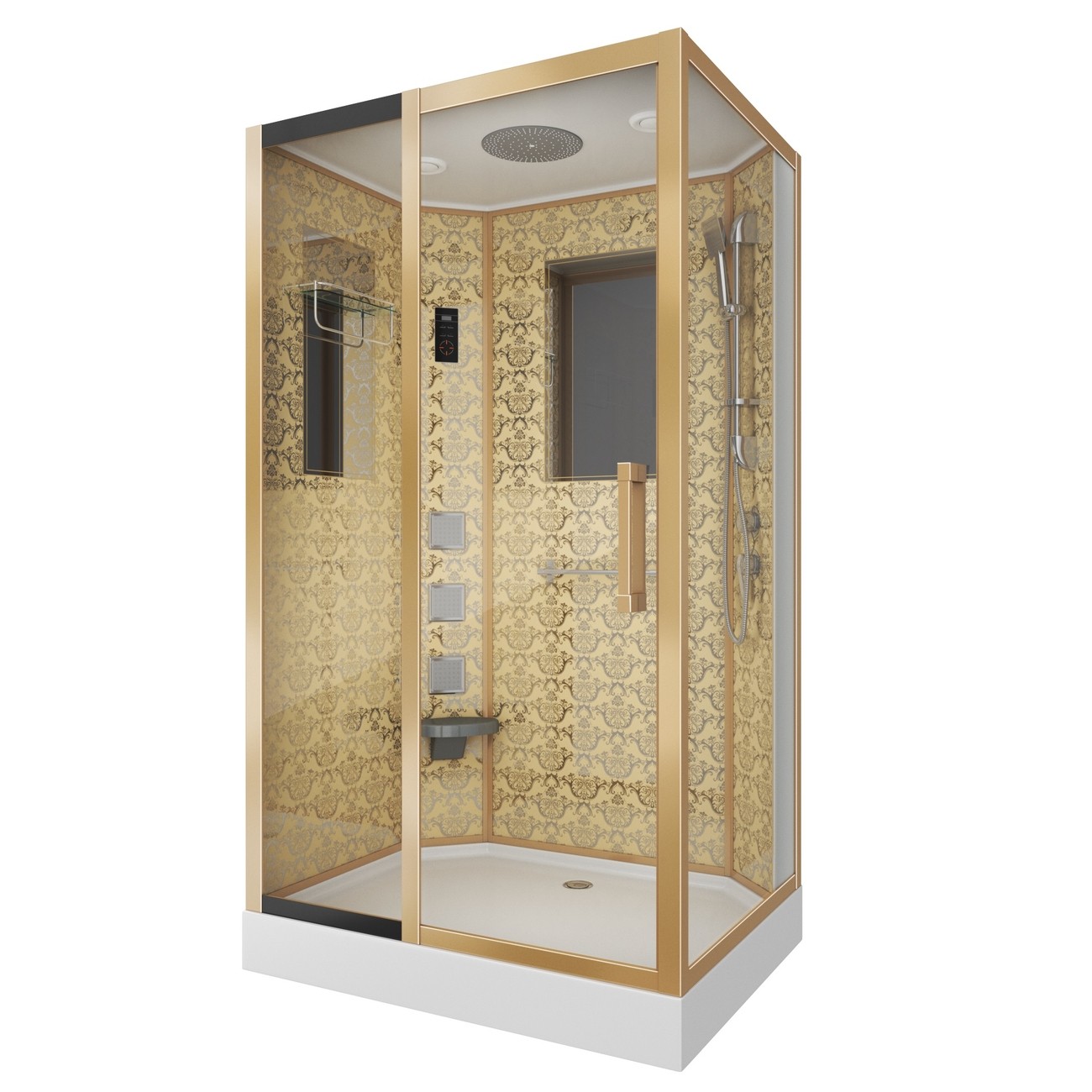 Душевая кабина Niagara 7711GL, 120 x 90 см с гидромассажем, стенки золото, левая 