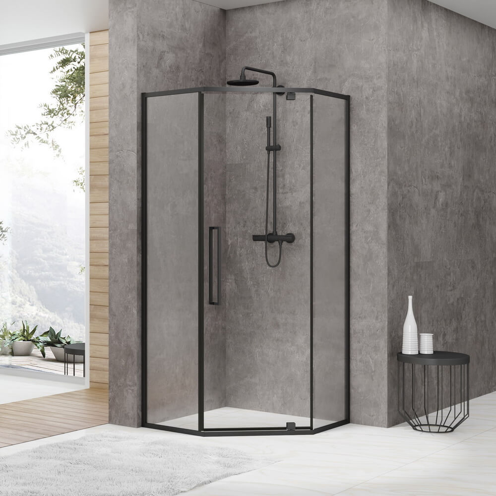 Душевой уголок Black&White Stellar Wind S875 Black, 100 x 100 см, стекло прозрачное, профиль черный матовый, 8751010 