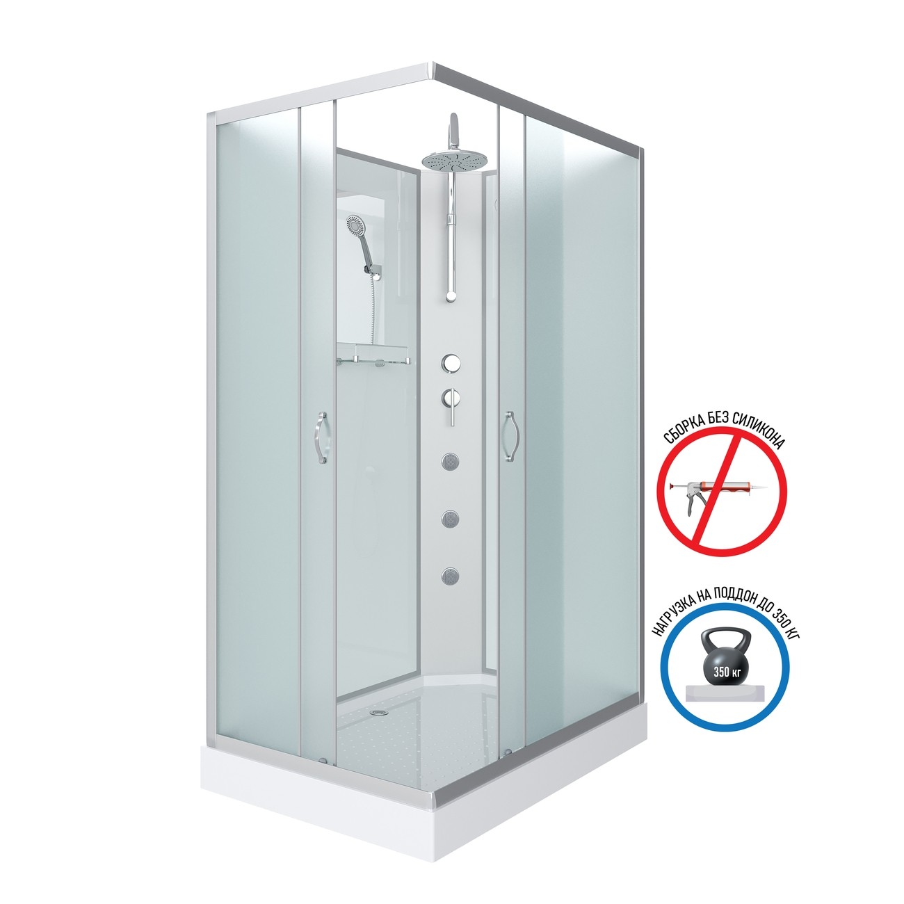 Душевая кабина Niagara Classic NG-43295-14QBKTG (120х90х210) низкий поддон(13см),стекло матовое,3 места 