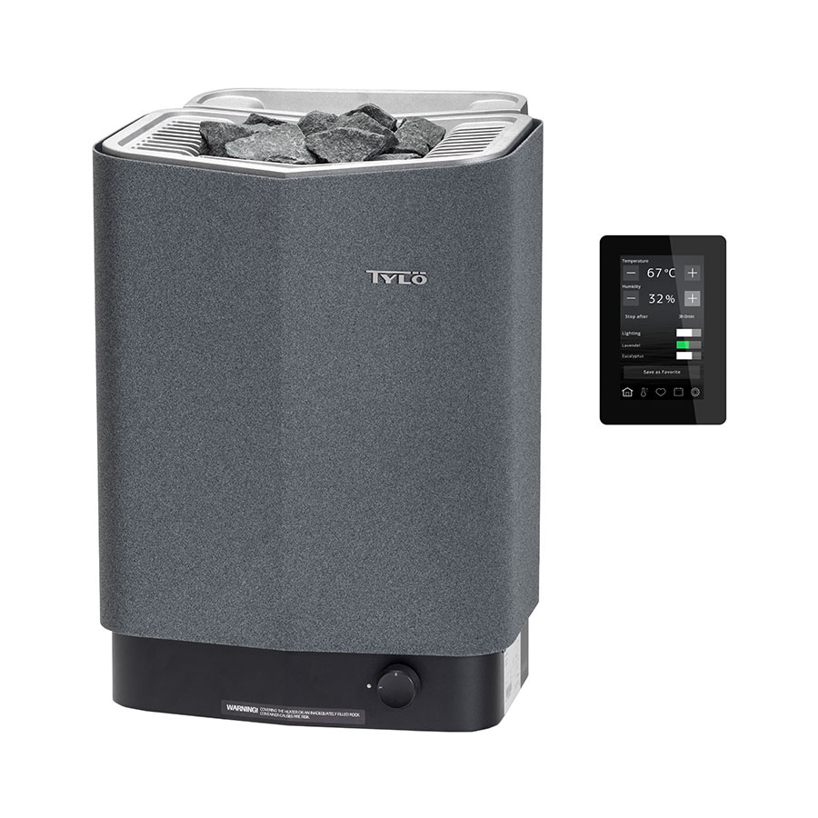 Печь для бани и сауны Tylo Sense Combi Elite 8 (Пульт Elite в комплекте, 8 кВт, 6-12 м³, парогенератор 2,2 кВт, 20 кг камней, серый цвет) 