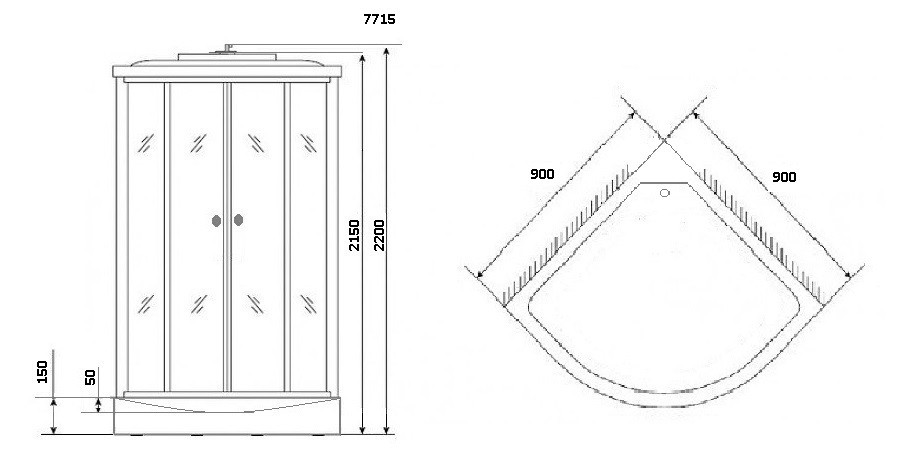 Душевая кабина Niagara 7715W, 90 x 90 см с гидромассажем, стенки белые 