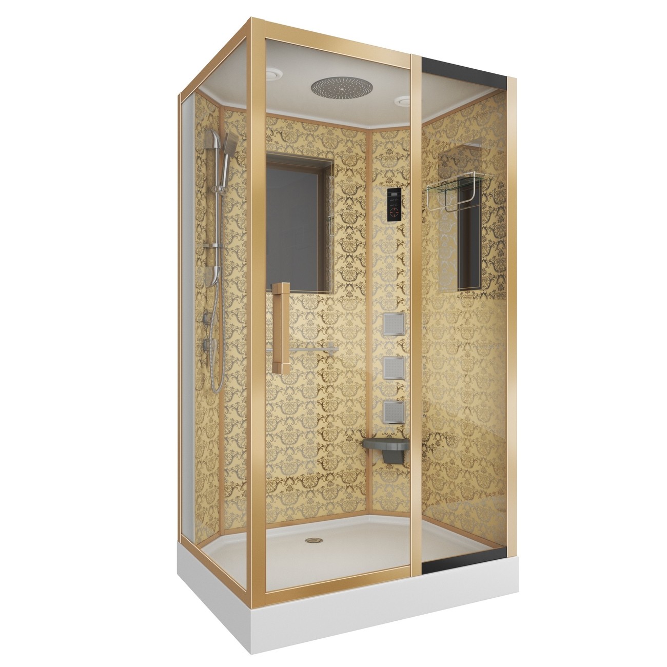 Душевая кабина Niagara 7711GR, 120 x 90 см с гидромассажем, стенки золото, правая 