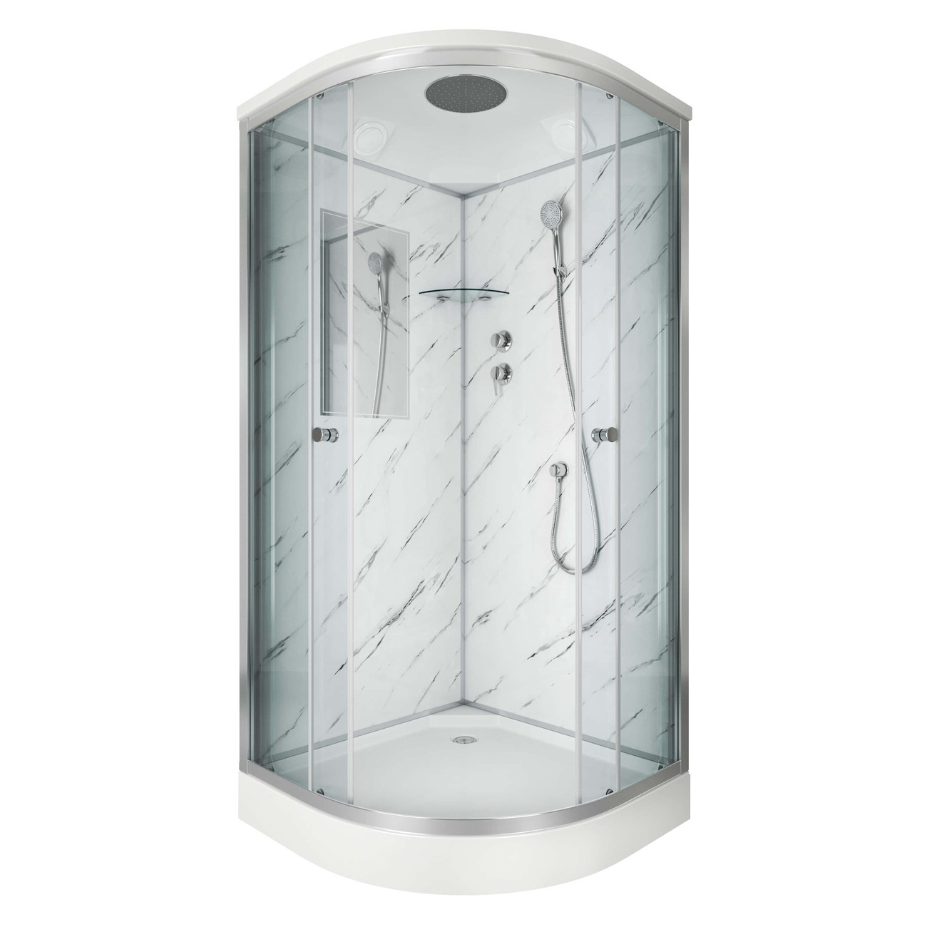 Душевая кабина Niagara Luxe NG-7701M (90x90х210) низкий поддон(15см),дверь раздвижная,стенки мрамор,3 места 