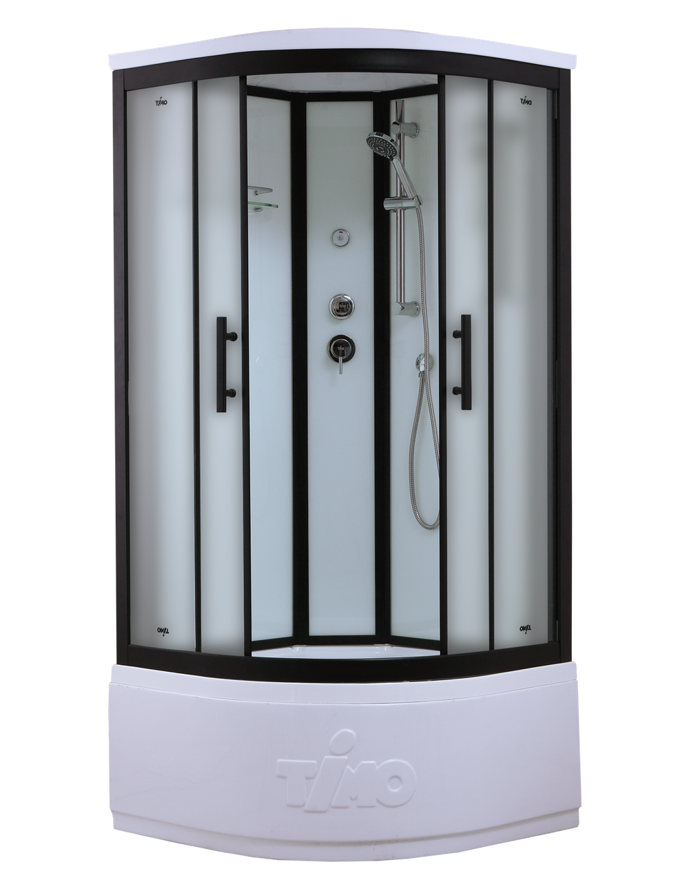Душевой бокс Timo Standart T-6600BF, 100 x 100 см, c крышей, высокий поддон, стекла матовые, профиль черный 