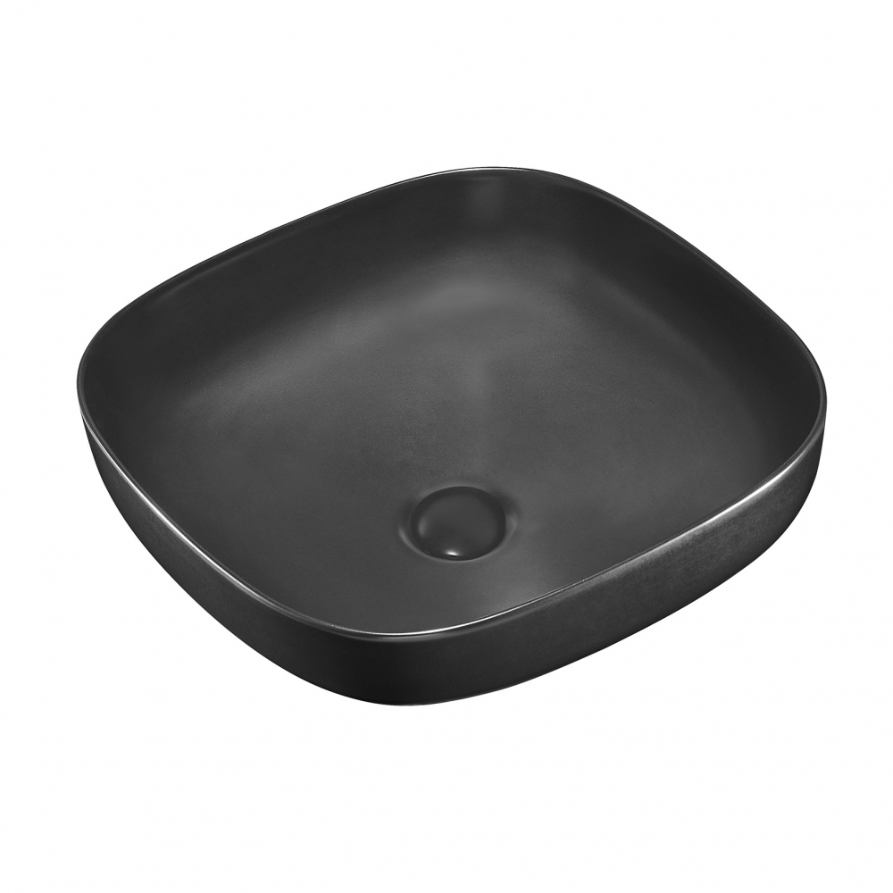 Раковина Abber Rechteck AC2217MB, 42 х 42 см, фарфор, накладная, черная матовая 
