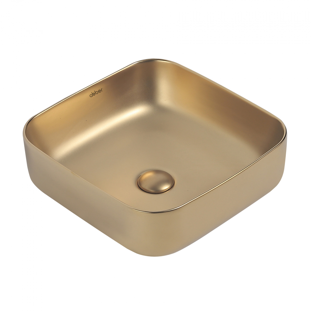 Раковина Abber Rechteck AC2211MMG 38 х 38 см, накладная, золото матовое 