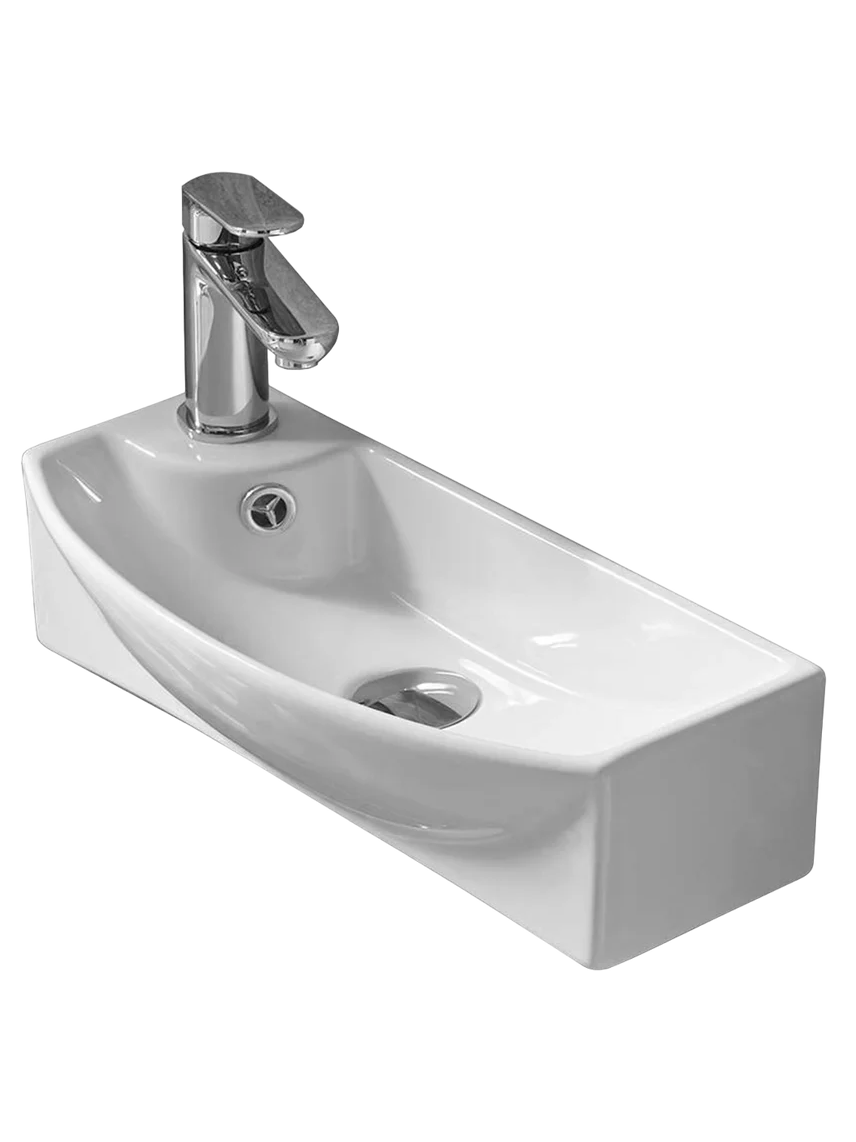 WW AISBACH 7946 GL-WT L Раковина подвесная (глянцевая белая) 455х220х130 мм 
