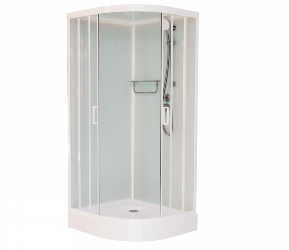 Душевая кабина Frank F400 White, 100 х 100 см, низкий поддон, стекла прозрачные, профиль белый, 400400 