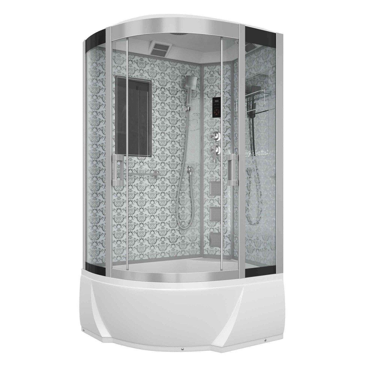 Душевая кабина Niagara Luxe NG-7712WR (80x120х215) высокий поддон(38см),дверь раздвижная,стенки серебро,4 места 