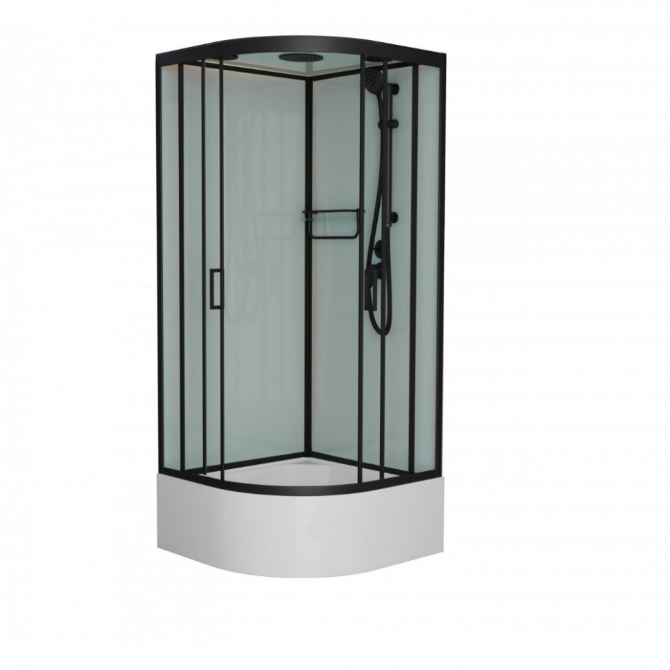 Душевая кабина Frank F400/2 Black 100 х 100 см, высокий поддон, стекла прозрачные, профиль черный, 149009 