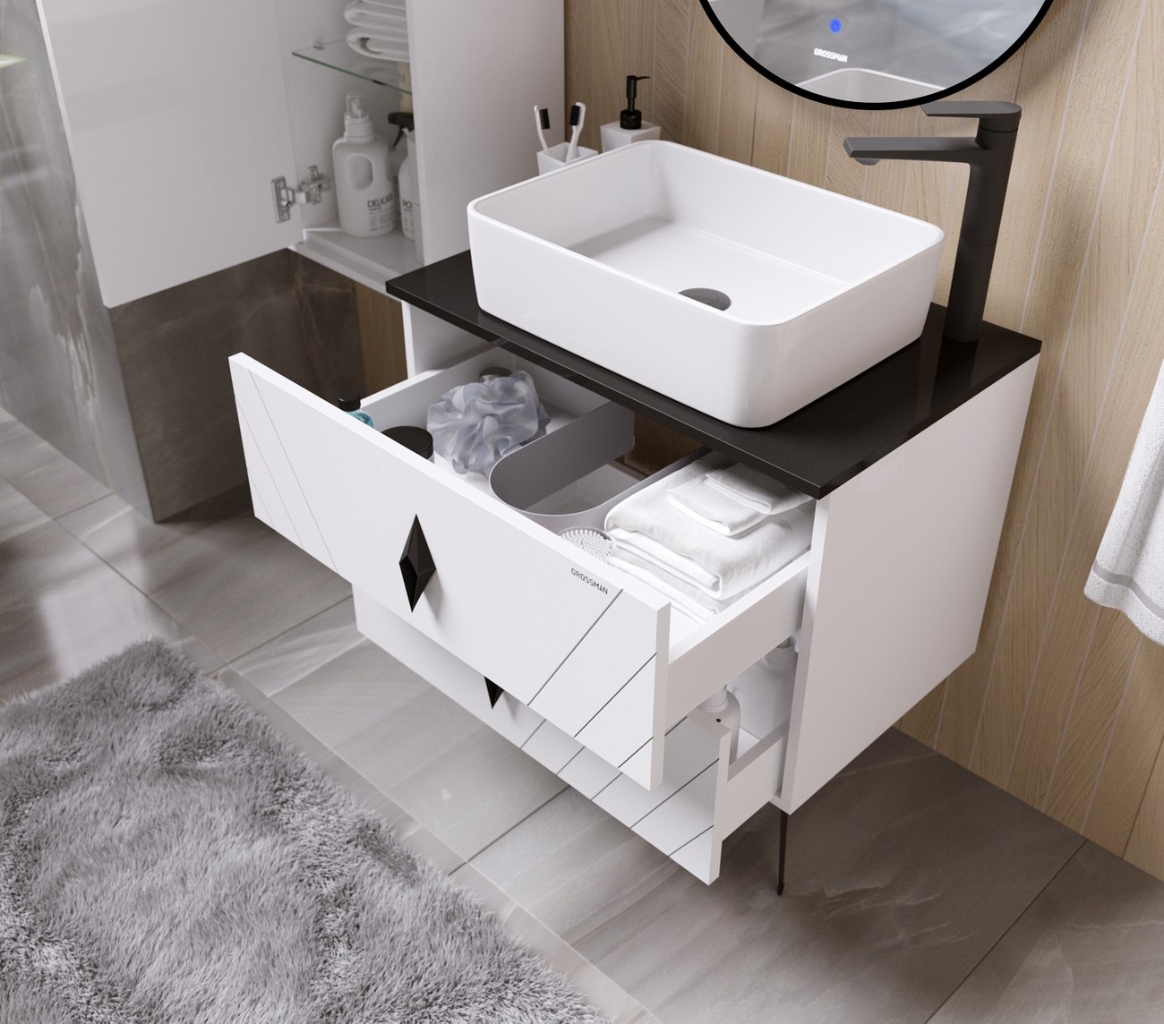 Раковина Grossman Classic GR-3016 (480х370х130) белая,1 место 