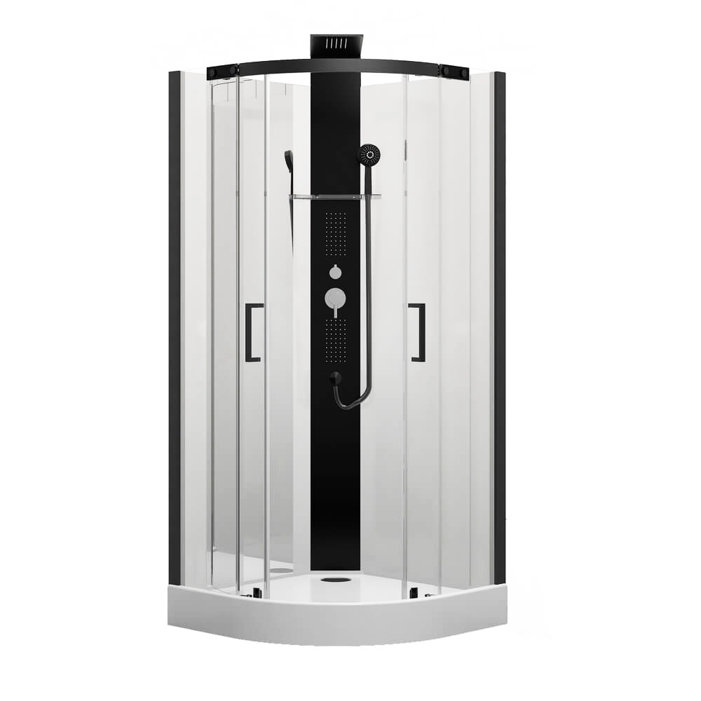 Душевая кабина Black&White Galaxy G8701, 90 x 90 см, с гидромассажем, стекла прозрачные, профиль черный матовый, 8701900 
