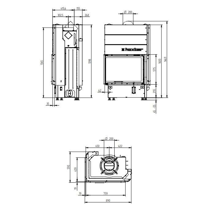 Каминная топка Hoxter ECKA 76/45/57 Lh/Rh 