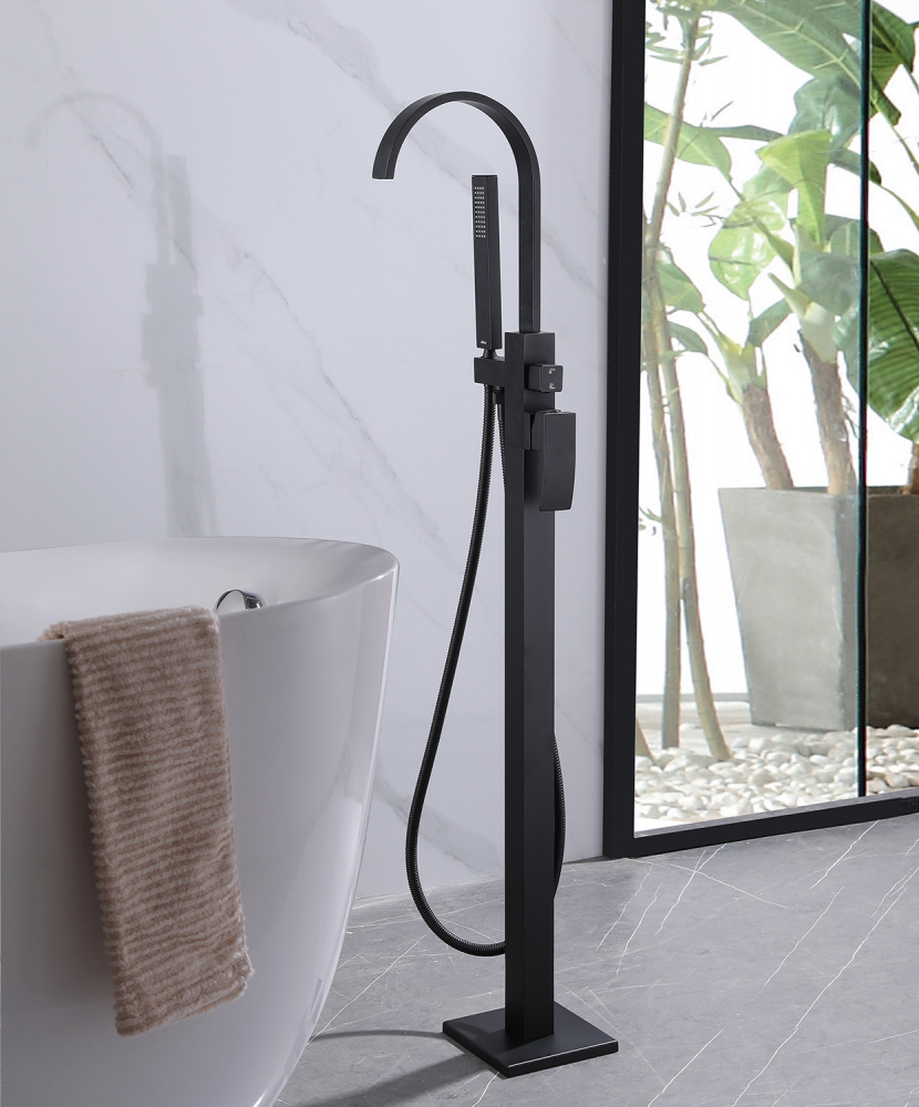 Смеситель Abber Wasserfall AF8615B для ванны, черный матовый 