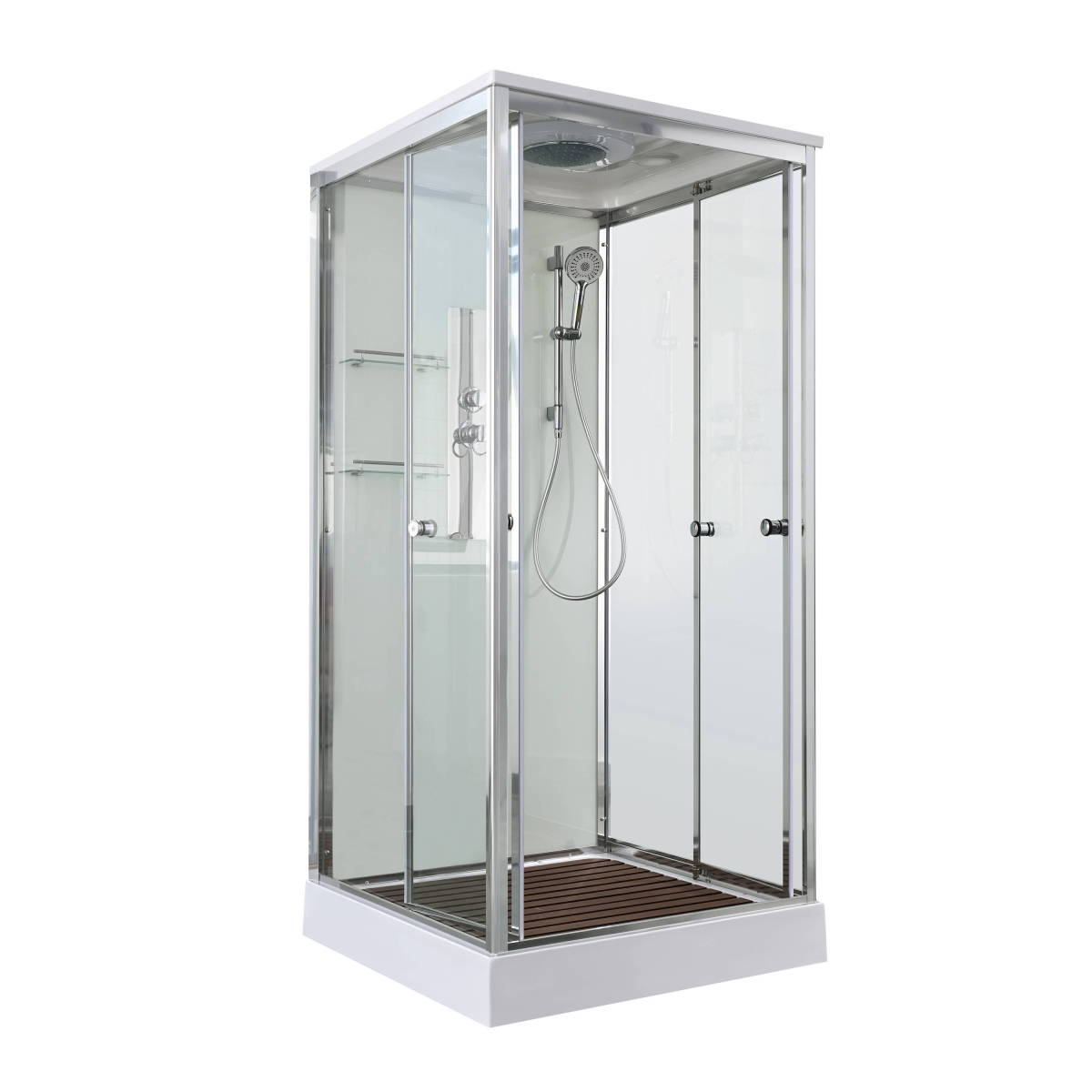 Душевая кабина AvaCan V2090 78241, 90 x 90 см, с крышей, поддон низкий, стекло прозрачное, профиль хром 