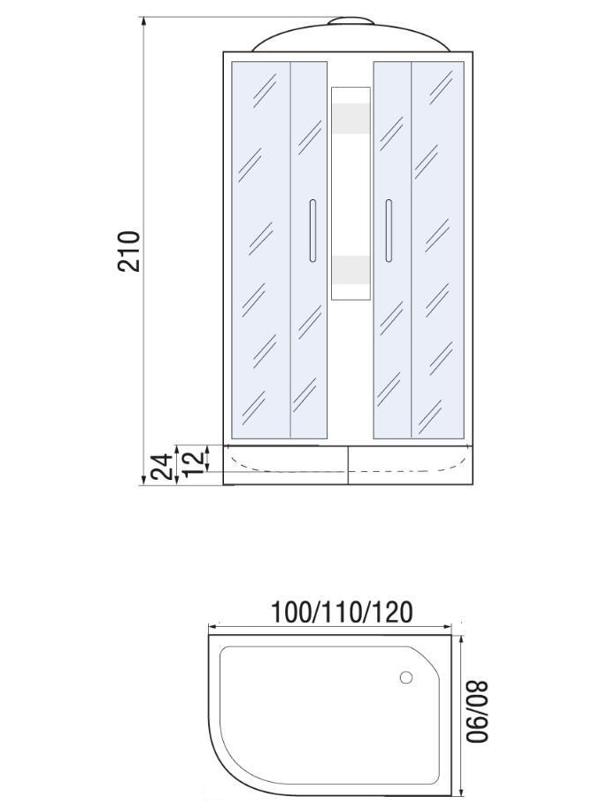 NARA 110/80/24 MT R Душевая кабина с поддоном 