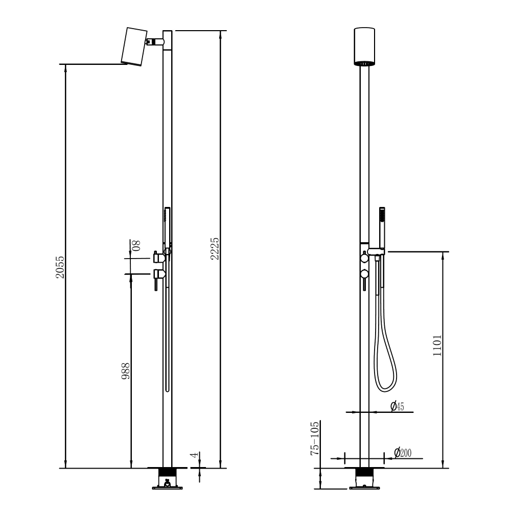 Душ ABBER Wasser Kreis 316 AF8180BST напольный, сталь брашированная 