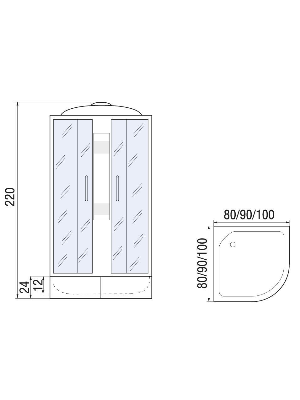 NARA LIGHT XL  90/24 MT Душевая кабина с поддоном 
