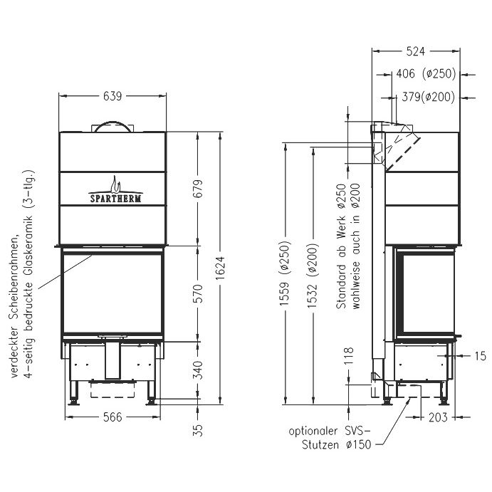 Каминная топка SPARTHERM Arte 3RL-60h светлый шамот 