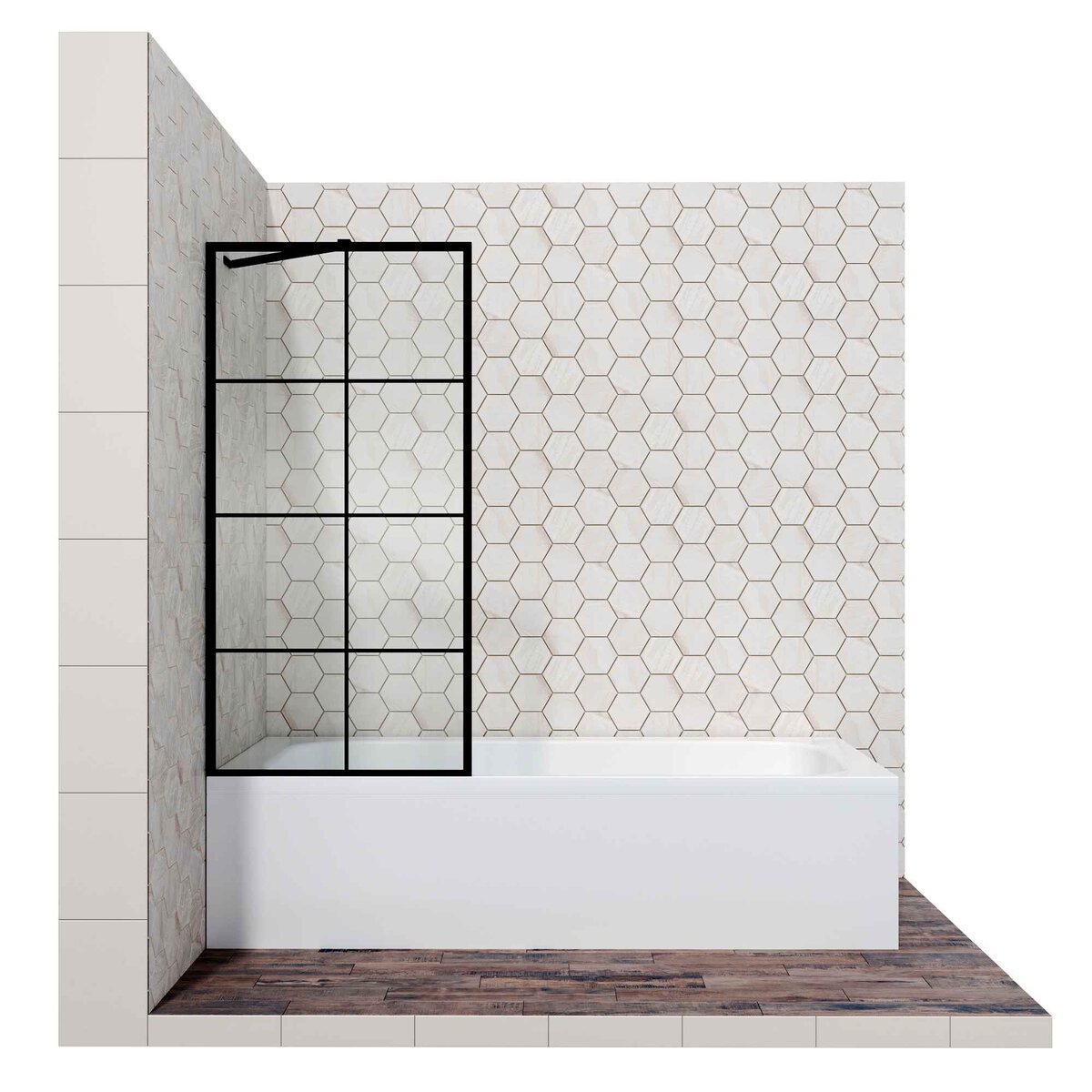 Шторка для ванны Ambassador Bath Screens 16041208 (70х140) черный,стекло прозрачное с рисунком,неподвижное,1 место 